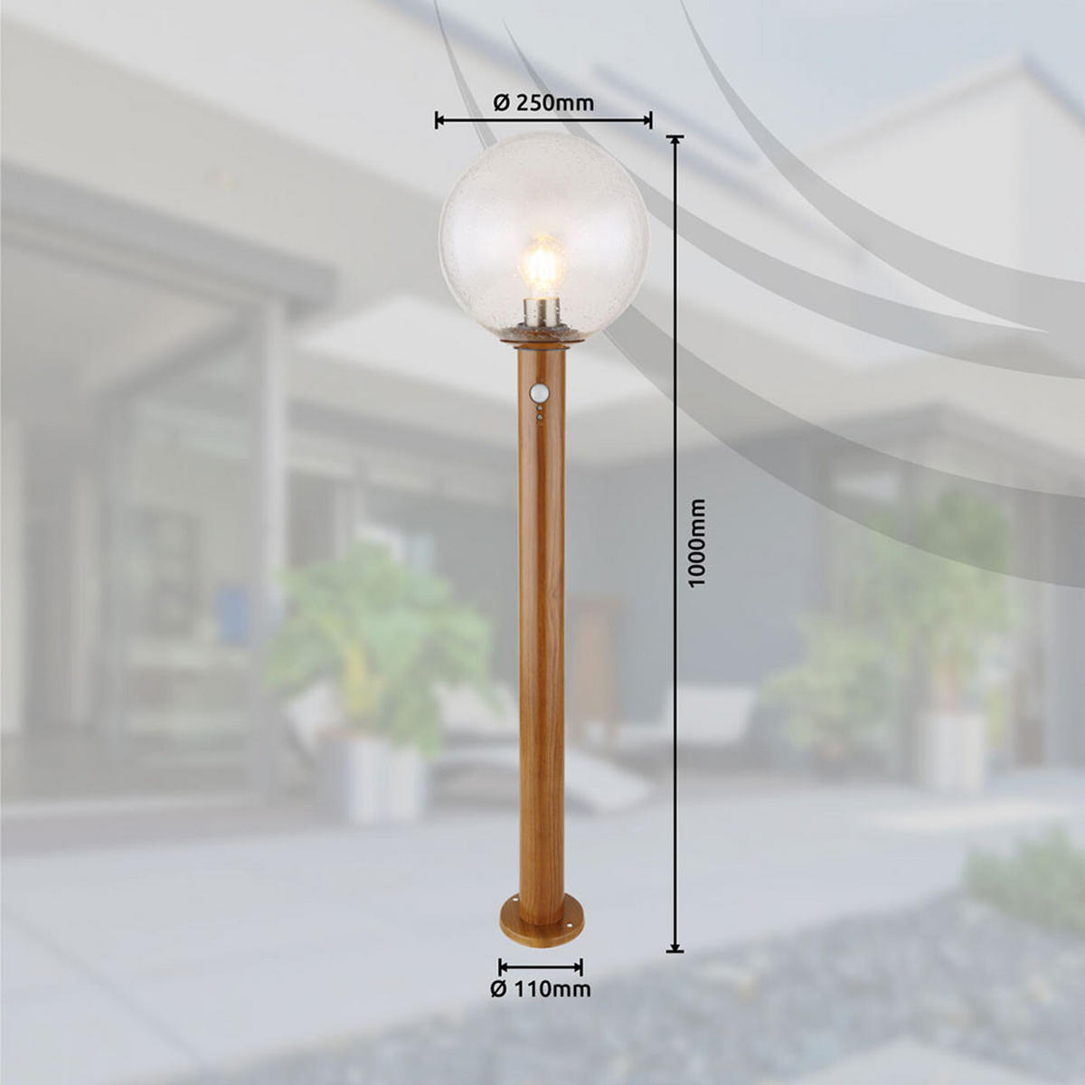 LED STEHLEUCHTE Holzoptik Braun - Braun, Glas (25/25/100cm) - Globo Lighting