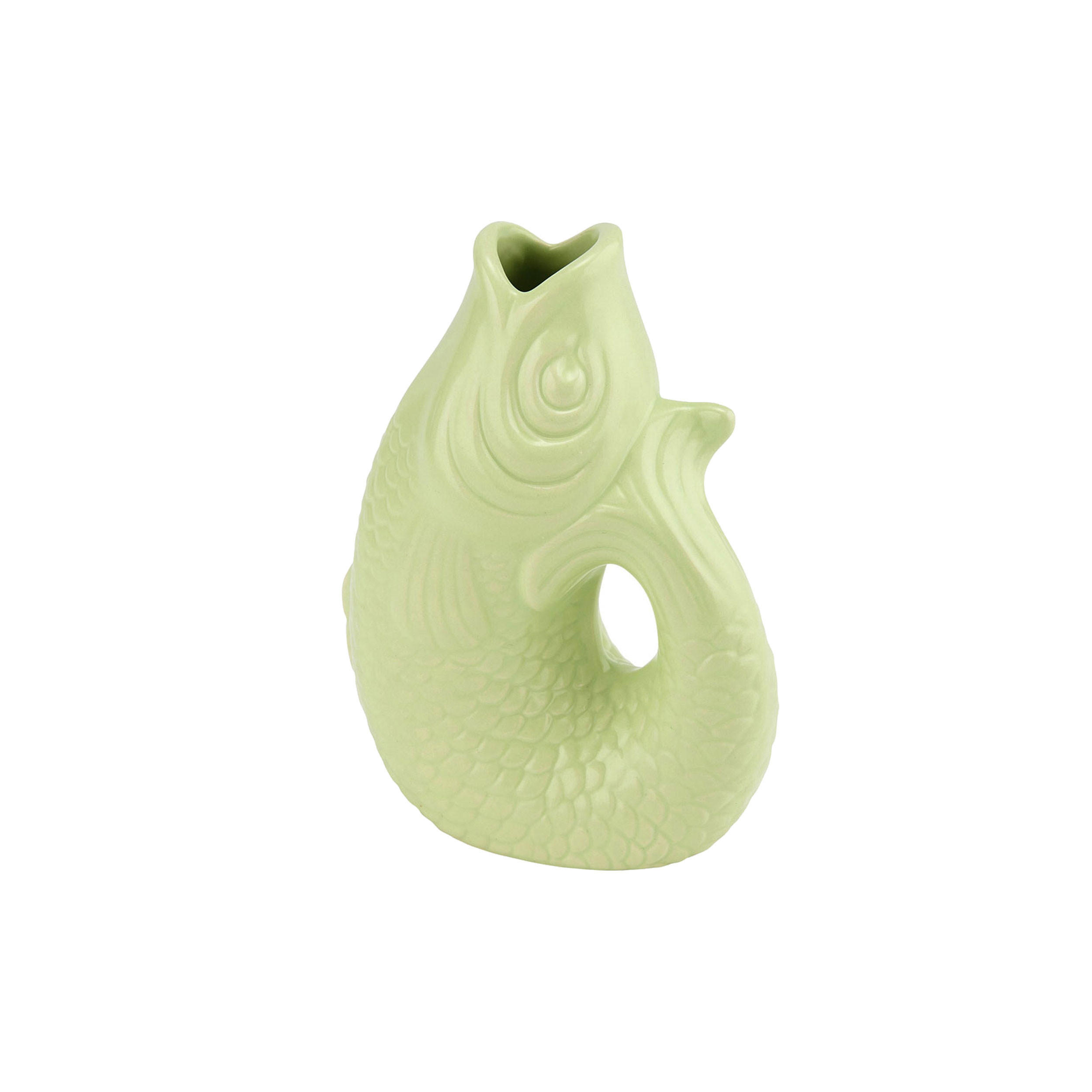 VASE Monsieur Carafon XS, Fisch-Form, Steingut, Seafoam, 13 cm - Weiß, Keramik (13cm) - Gift Company