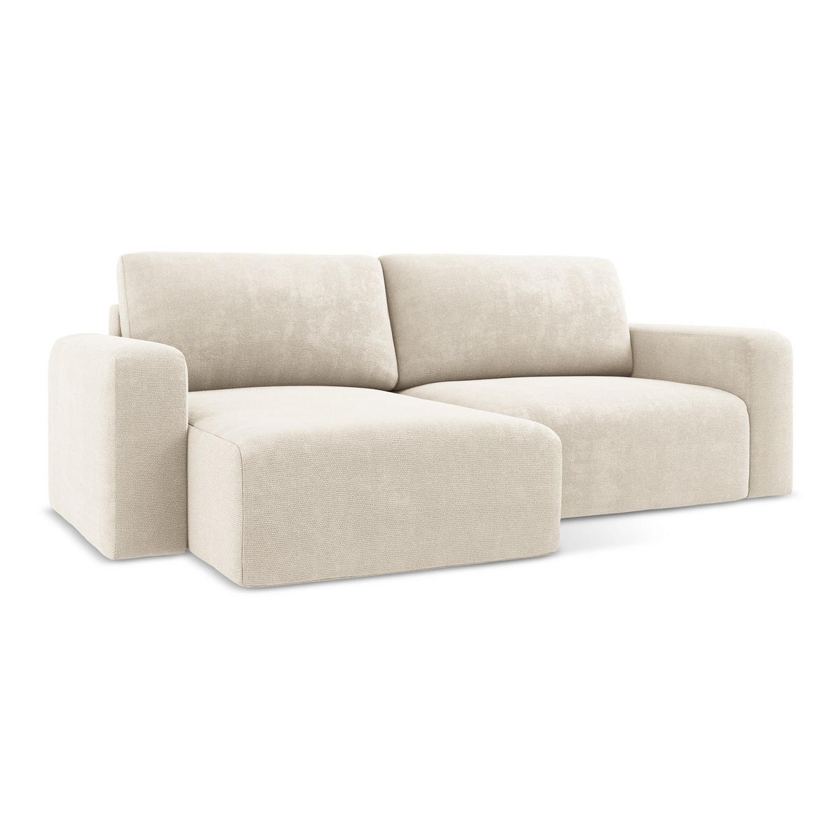 ECKSOFA mit Schlaffunktion links Chenille Stoff Beige - Beige/Creme, Kunststoff/Textil (149/244cm) - Makamii