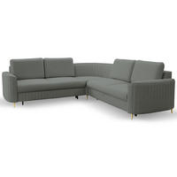 ECKSOFA LAREN, modernes Schlafsofa mit Stauraum, Plastikfüße, L-förmig, lose Rückenkissen freistehend, LINKS 251x252x85 cm Dark grey - Dunkelgrau, Holz/Textil (251/252cm) - DomoHome