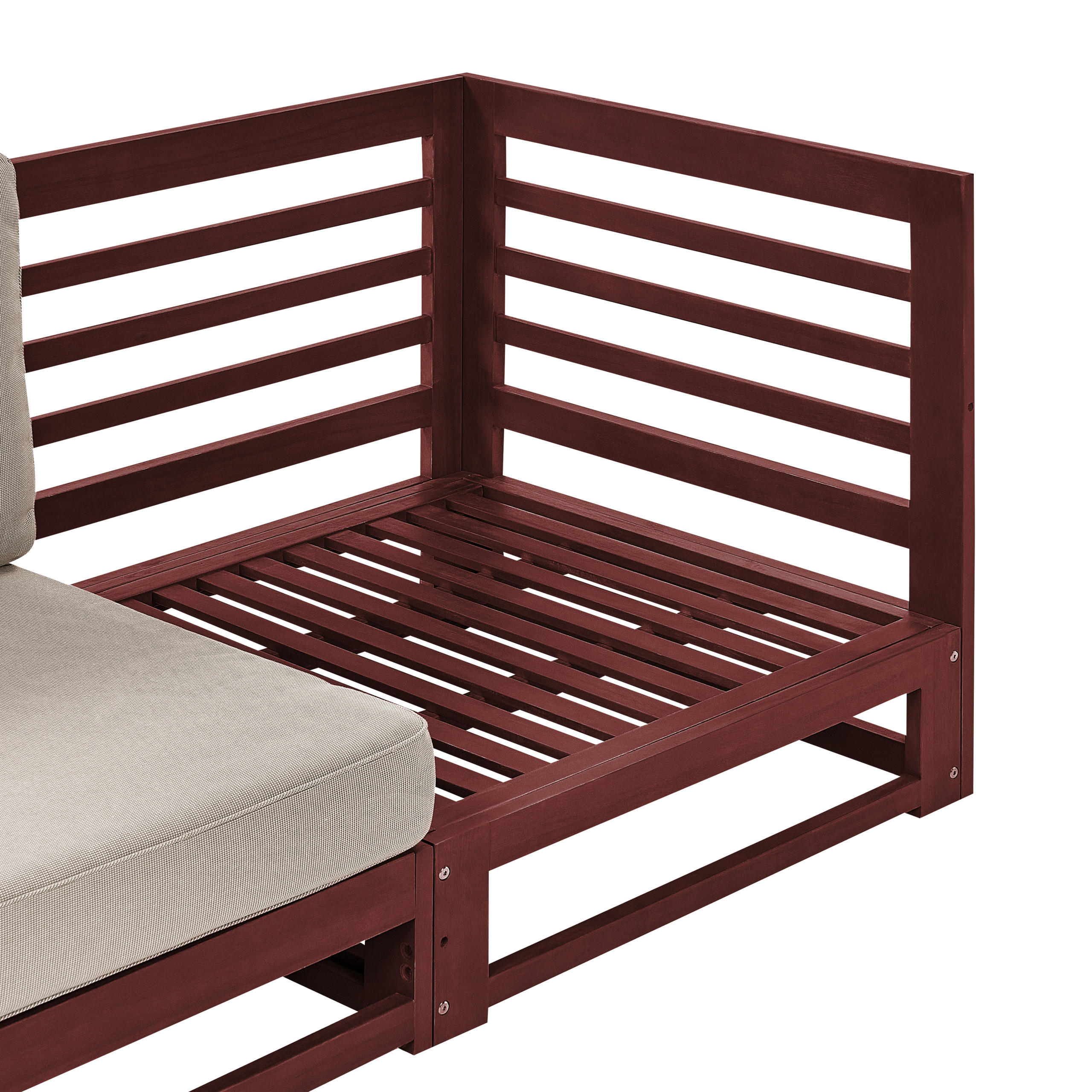 GARTENSOFA 2-Sitzer Akazienholz mahagonibraun Auflagen taupe Trani - Beige/Grau, Holz (150/72/75cm) - Beliani