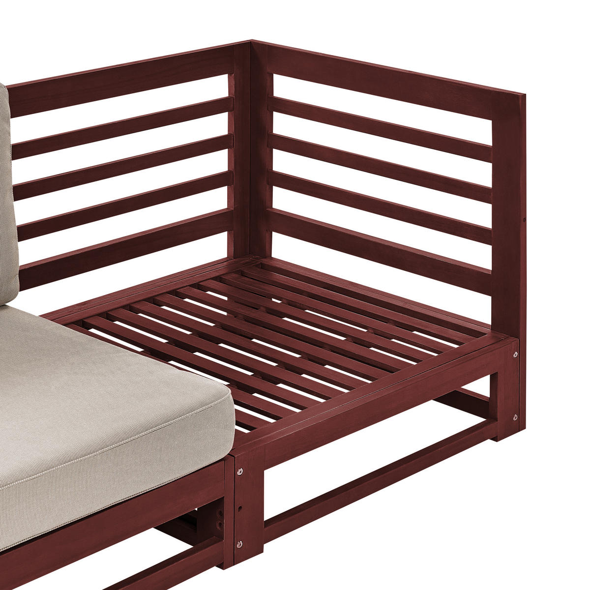 GARTENSOFA 2-Sitzer Akazienholz mahagonibraun Auflagen taupe Trani - Beige/Grau, Holz (150/72/75cm) - Beliani