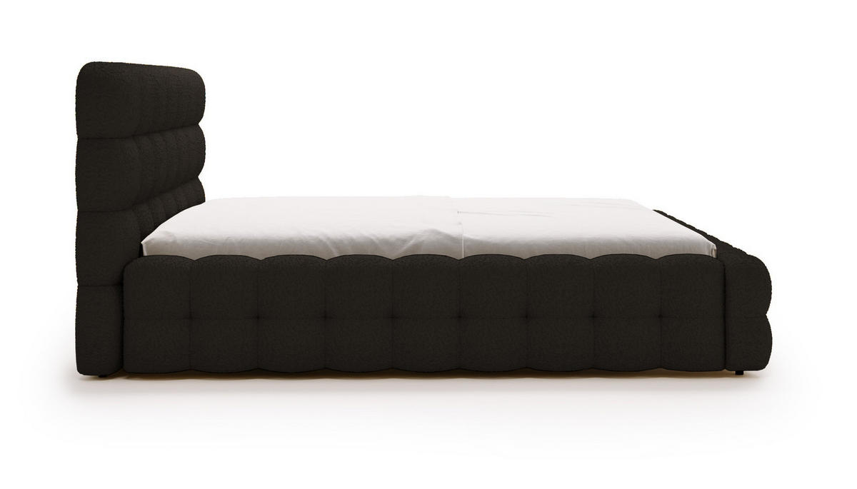 POLSTERBETT 140x200 cm Parlas Bis, Bettkasten, Lattenrost, Boucle, Schwarz - Schwarz, Holz/Textil (140/200cm) - Emporius