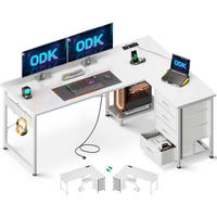 ECKSCHREIBTISCH mit Steckdose und USB-Anschluss Bianco Weiß 135 x 100 cm - Weiß, Metall (100/135/75.7cm)