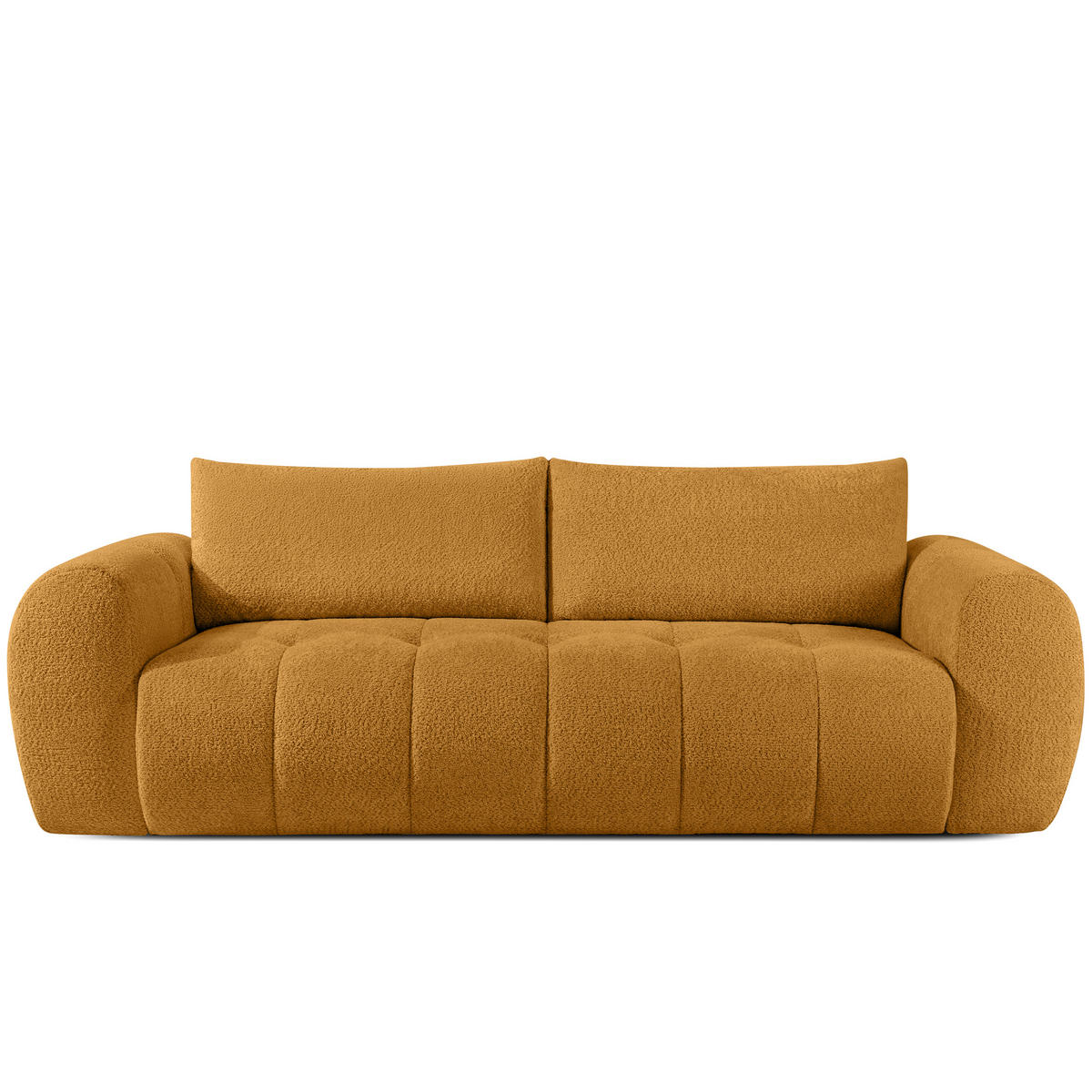 SOFA LIRA mit Pouf, Honigfarben, Bouclé - Honig, Holz/Holzwerkstoff (96/43/50cm) - KONSIMO®