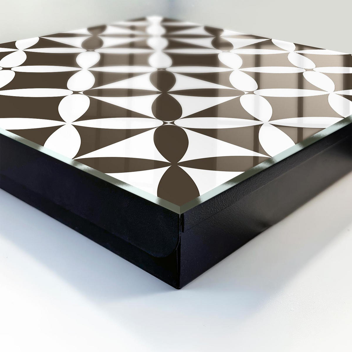 SCHLÜSSELBOX Schwarz 30x30 cm- Türöffnung nach rechts - Geometrische Komposition - Braun, Metall (30/30/5cm) - TULUP