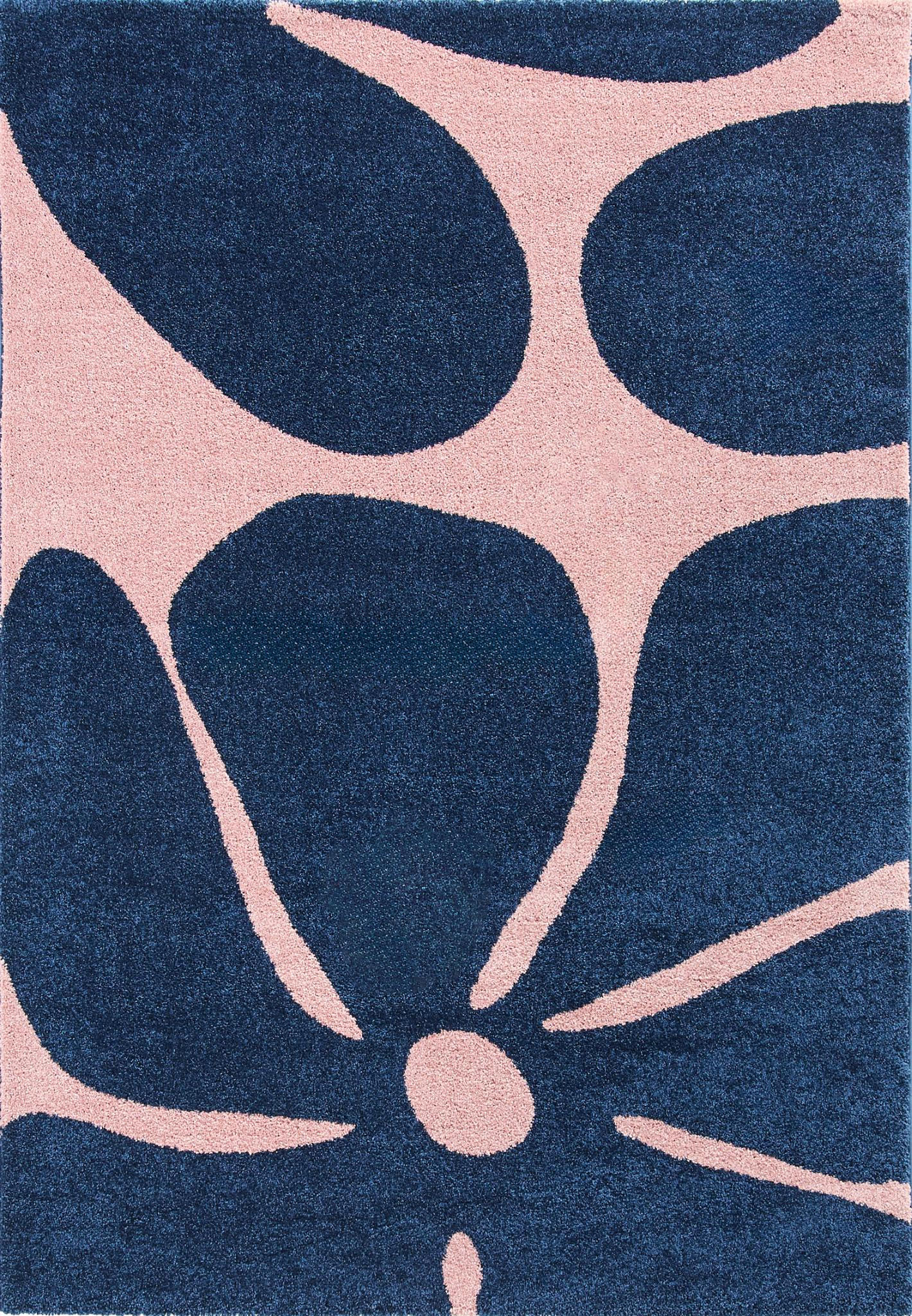 TEPPICH vintage blume blau Groovy 120x160 cm - Blau, Textil (120/160cm) - Nazar Rugs