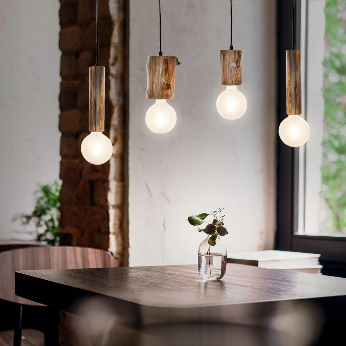 HÄNGELEUCHTE TRONCO Holz Schwarz - Schwarz, Holz (9/80/150cm) - Nowa