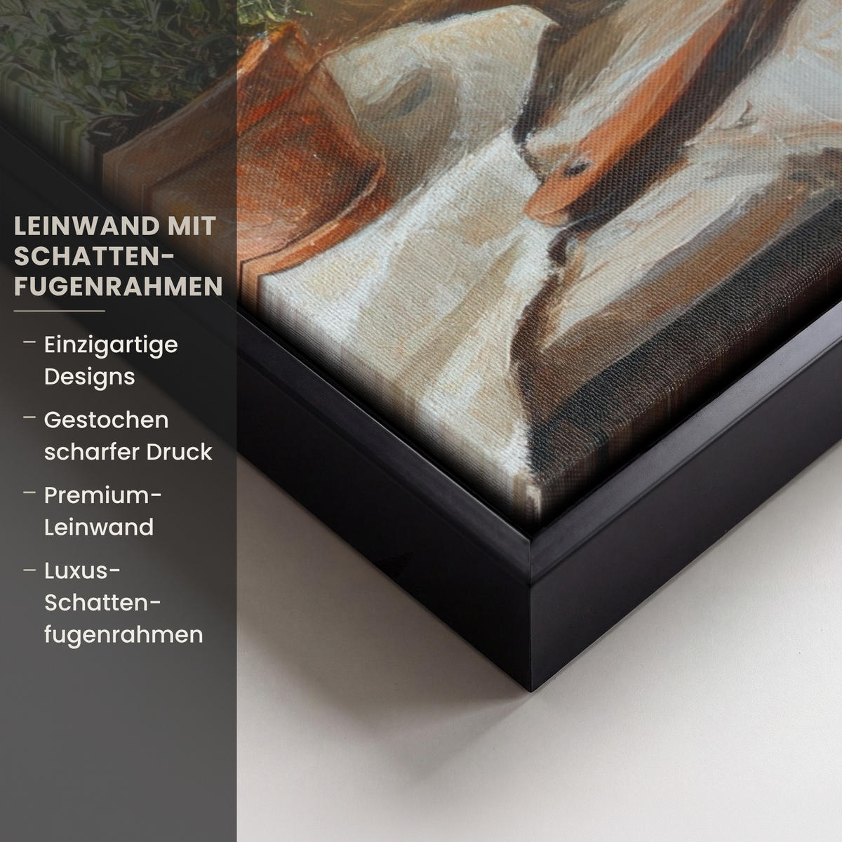 LEINWAND Bilder mit Rahmen - Töpfe - Kräuter - Holz - 30x40 - Terracotta, Textil (30/40cm) - MuchoWow
