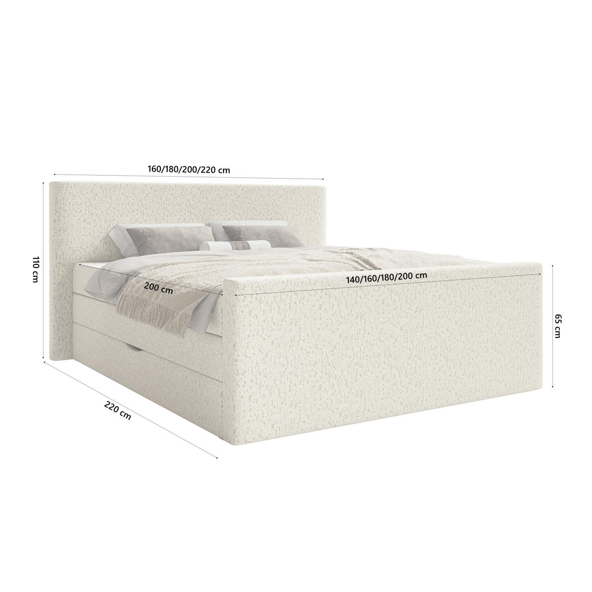 BOXSPRINGBETT Velipoja Premium 140x200 cm, Beige - Beige, Textil (140/200cm) - Fedve
