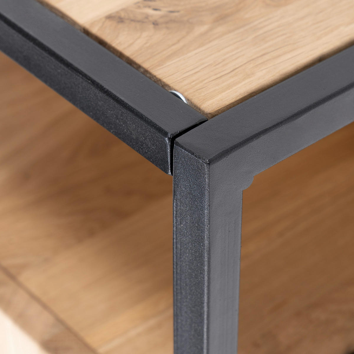 COUCHTISCH - Metall / Massivholz - Schwarz - Eichefarben, Holz/Metall (60/110/40cm) - home24