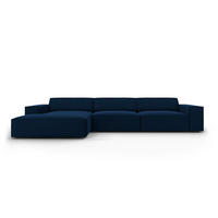 ECKSOFA links Jodie aus Samt königsblau 4 Sitzplätze - Blau, Textil (166/284cm) - Micadoni