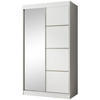 SCHWEBETÜRENSCHRANK Paco 120/215/61 2-türig weiß mit Spiegel - Weiß, Holzwerkstoff (120/215/61cm) - Beautysofa