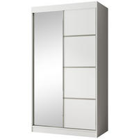 SCHWEBETÜRENSCHRANK Paco 120/215/61 2-türig weiß mit Spiegel - Weiß, Holzwerkstoff (120/215/61cm) - Beautysofa