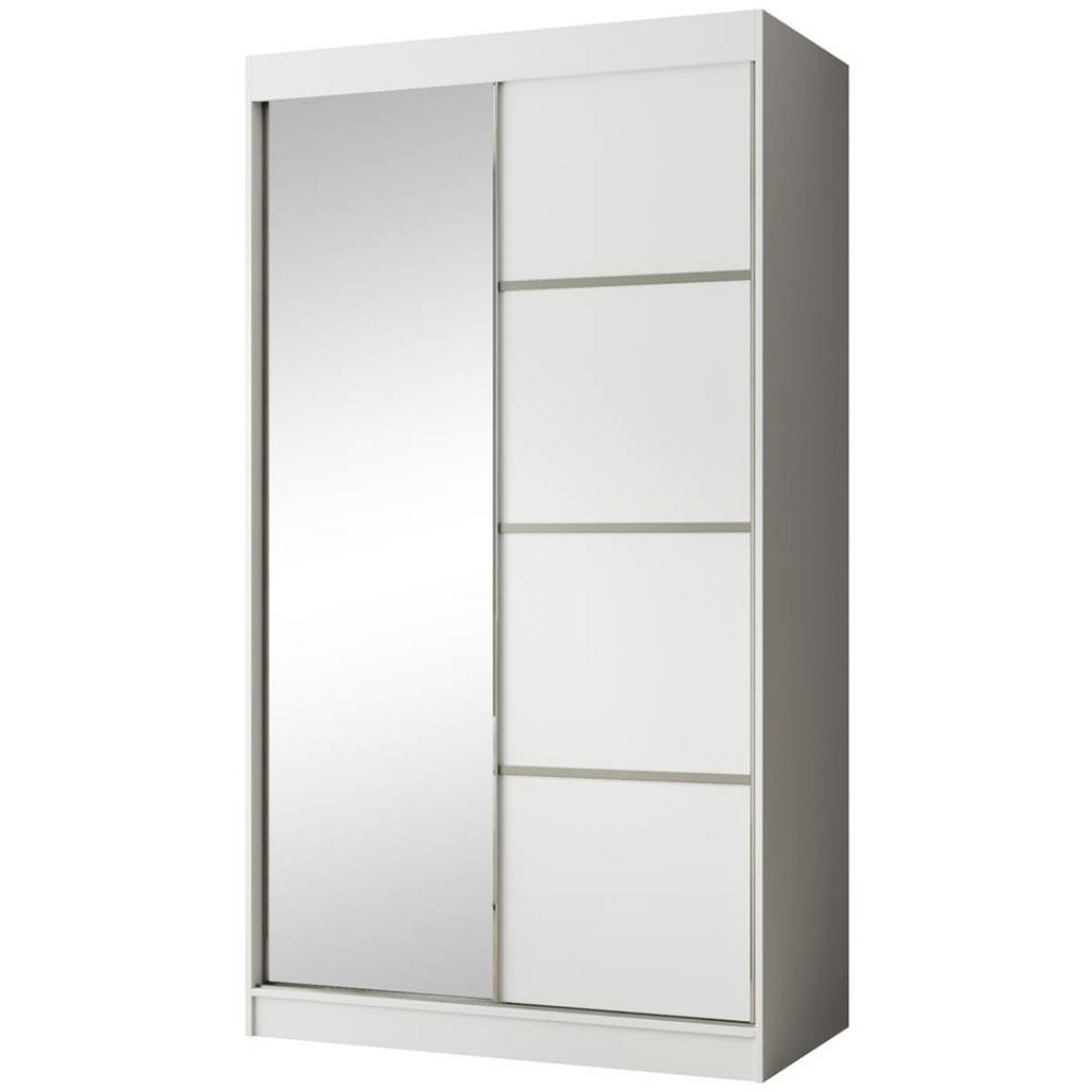 SCHWEBETÜRENSCHRANK Paco 120/215/61 2-türig weiß mit Spiegel - Weiß, Holzwerkstoff (120/215/61cm) - Beautysofa