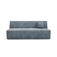 BETTSOFA TESSO Grau Kordstoff mit Schlaffunktion - Grau, Holz (202/74/94cm) - MASSENO