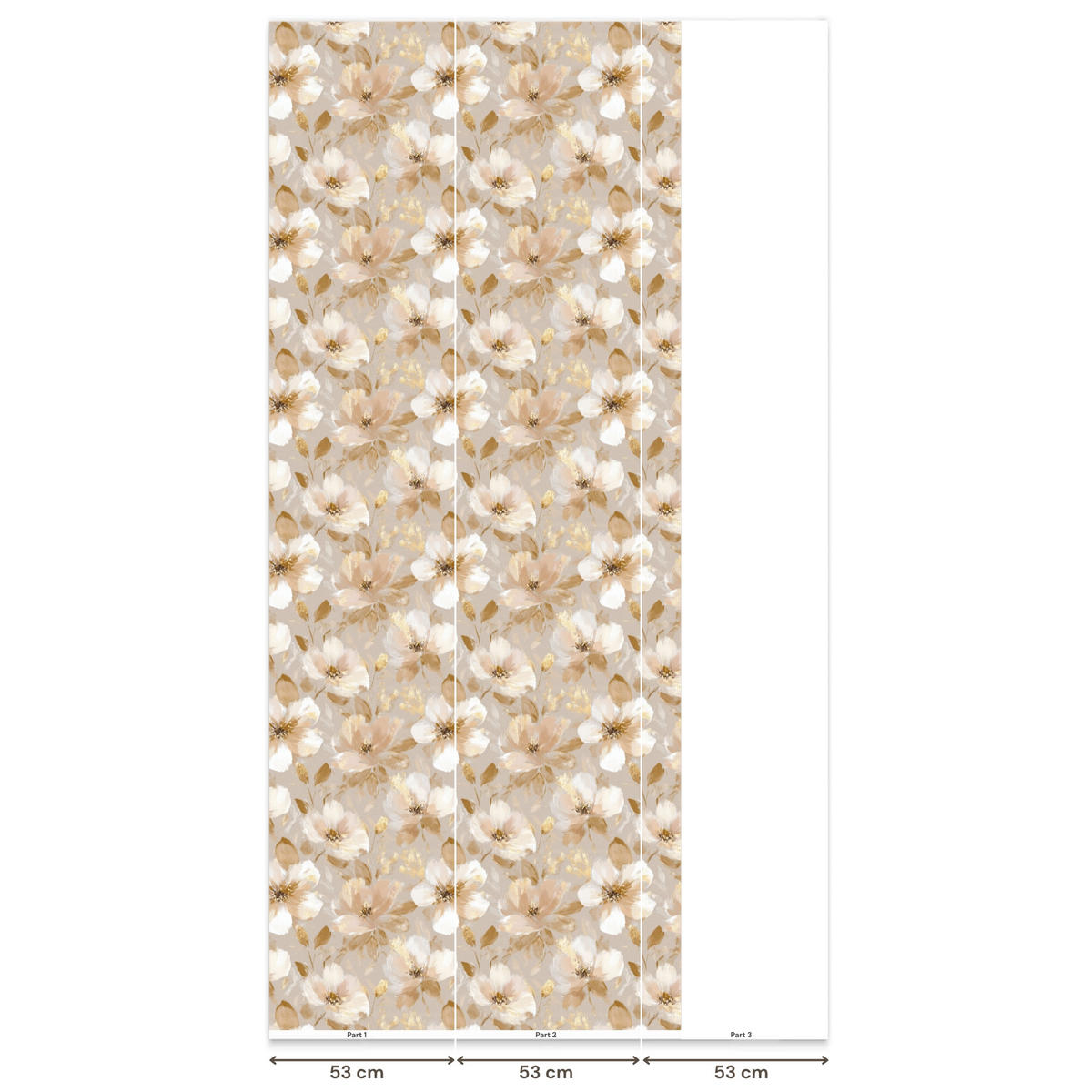 TAPETE - Blumen - künstlerisch - Gold - 120x280 cm - Beige, Papier (120/280cm) - OnlyWow