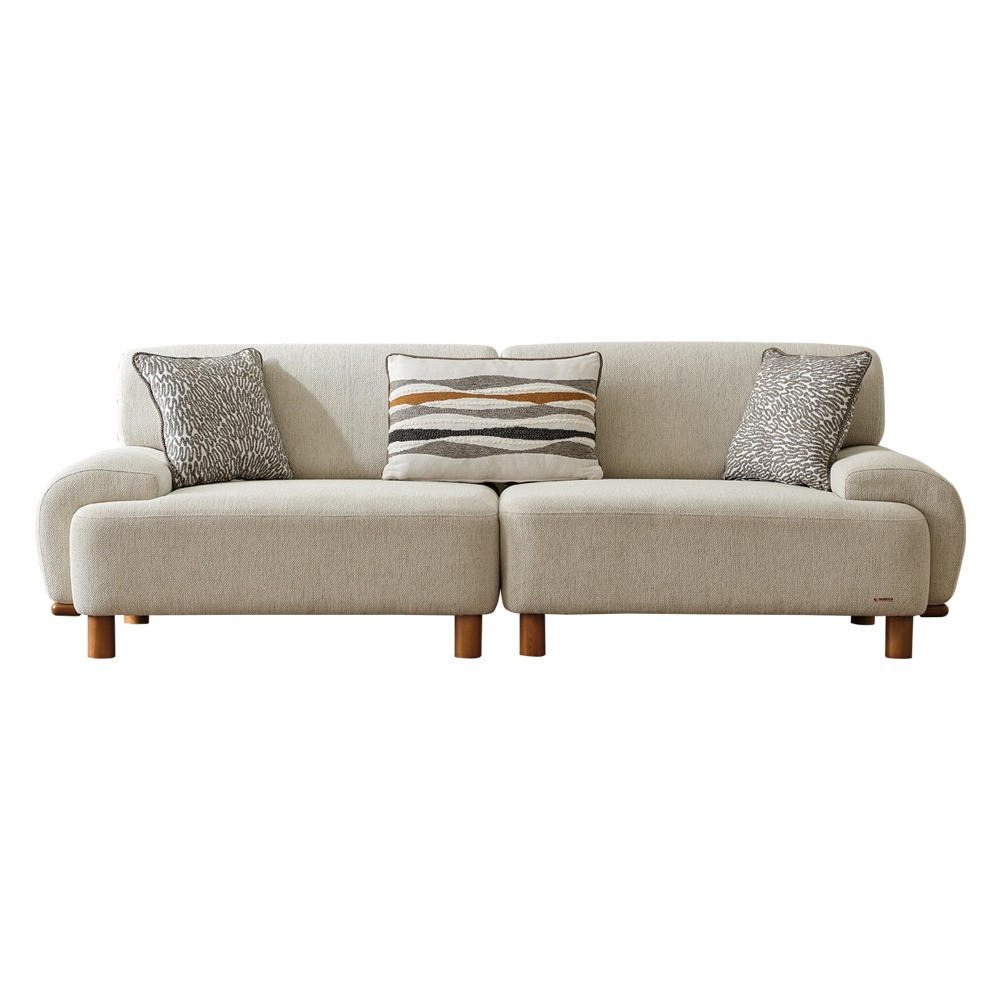 3 Sitzer SOFA Avignon Samt Beige - Beige, Holz/Textil (255/85/95cm) - Villa Möbel