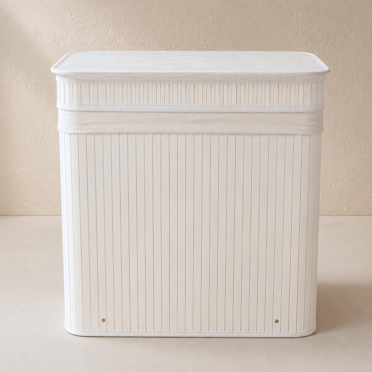 WÄSCHEKORB aus Bambus 63/43/60 cm - Weiß, Naturmaterialien (43/60/63cm) - NUXIO