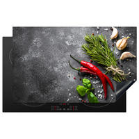 HERDABDECKPLATTE Pfeffer - Kräuter - Gewürze - Beton 83x51 cm - Rot, Kunststoff (83/0.2/51.5cm) - MuchoWow