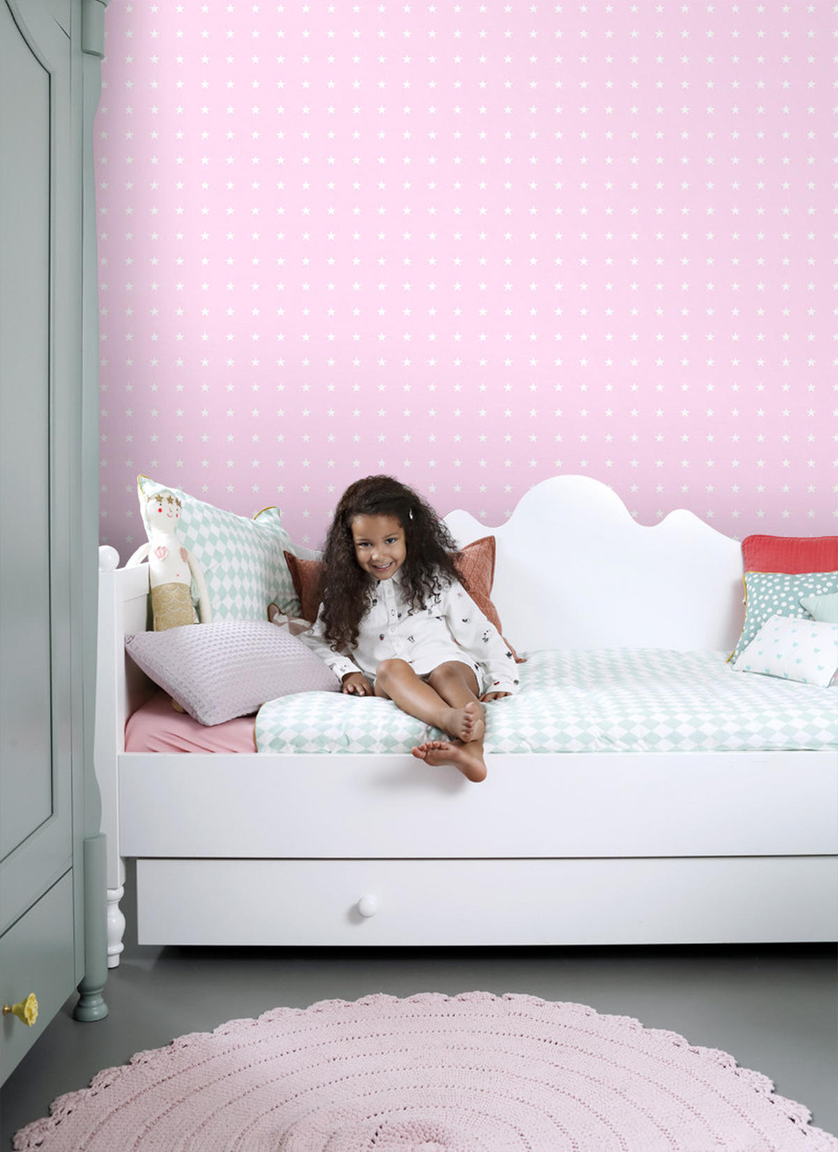 TAPETE Sterne 53 cm x 10.05 m - Pink, Papier (53/0.1cm) - ESTAhome