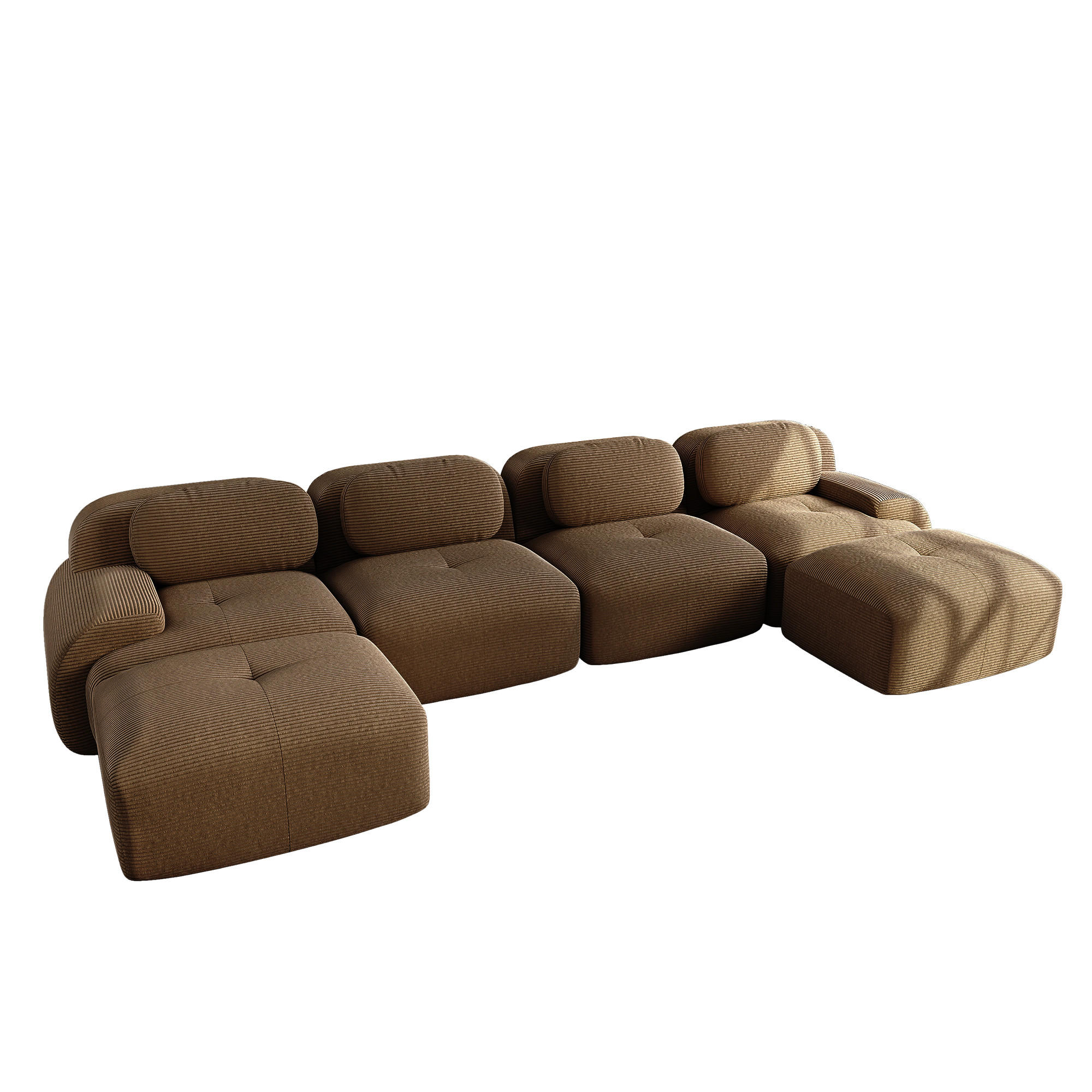 WOHNLANDSCHAFT Cord Braun ohne Montage - Braun, Textil (388/75/178cm) - WISHDOR