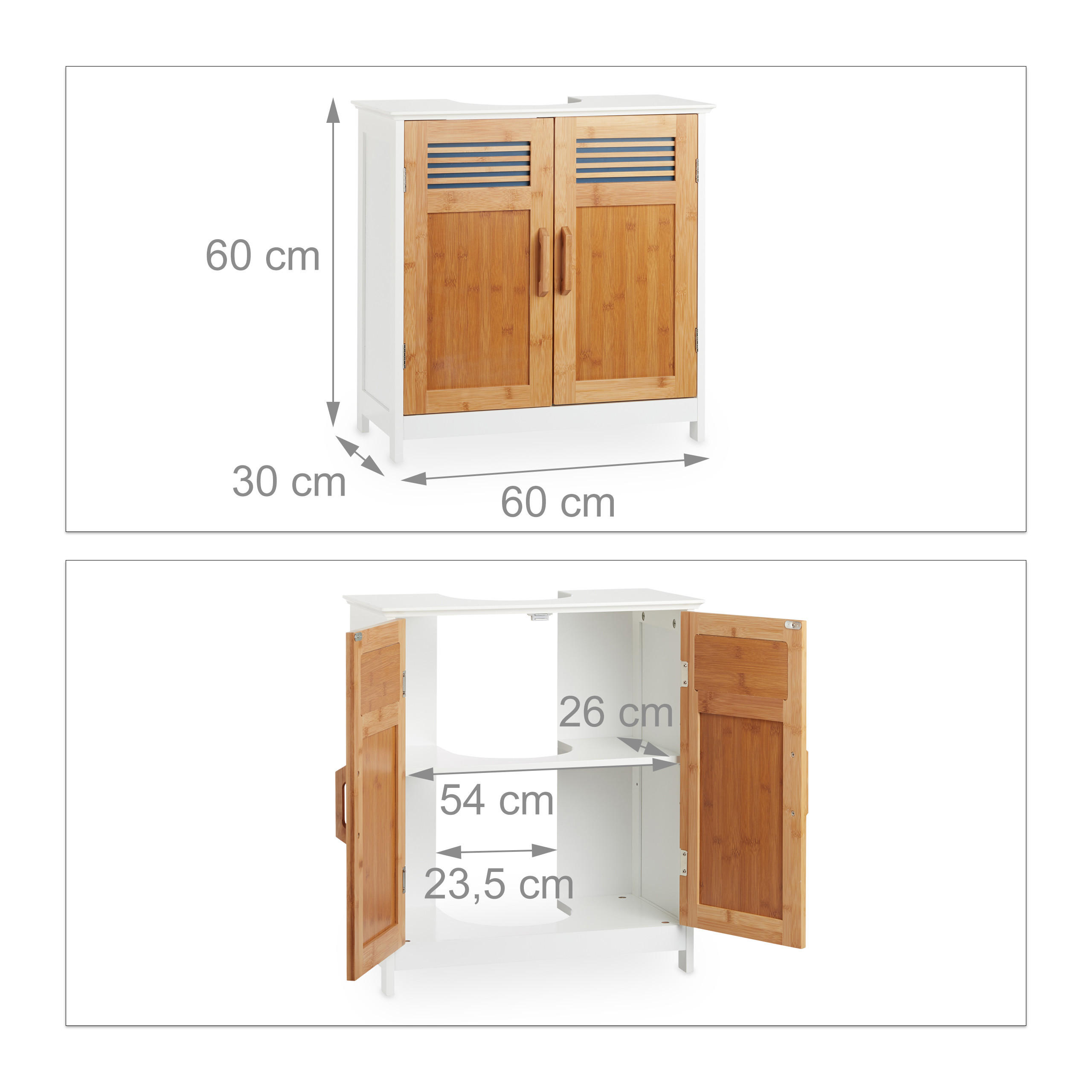 WASCHBECKENUNTERSCHRANK - Multicolor, Holz/Holzwerkstoff (60/60/30cm) - Relaxdays