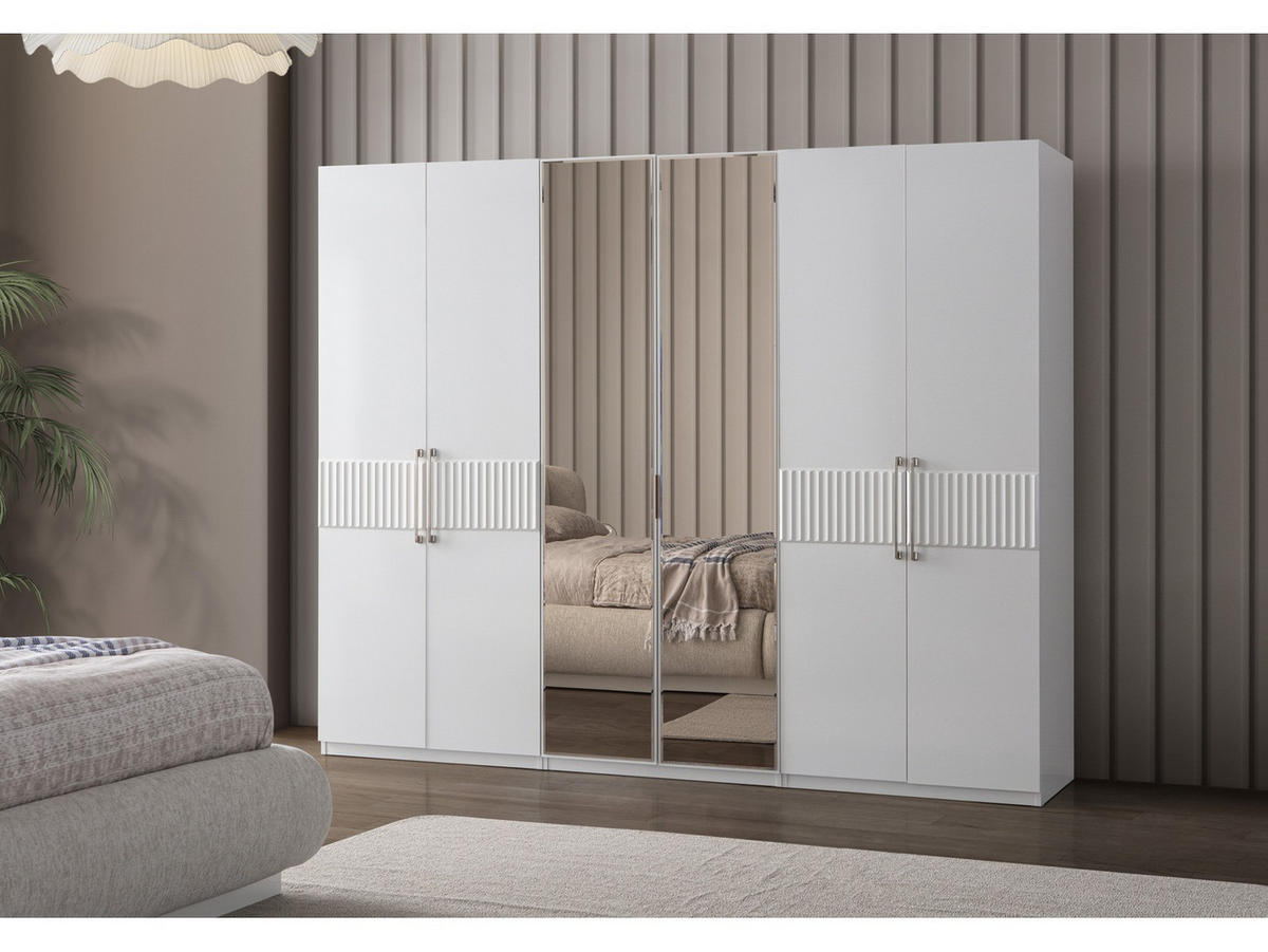 KLEIDERSCHRANK Bronz 6 trg. - Beige, Holzwerkstoff (260/215/60cm)