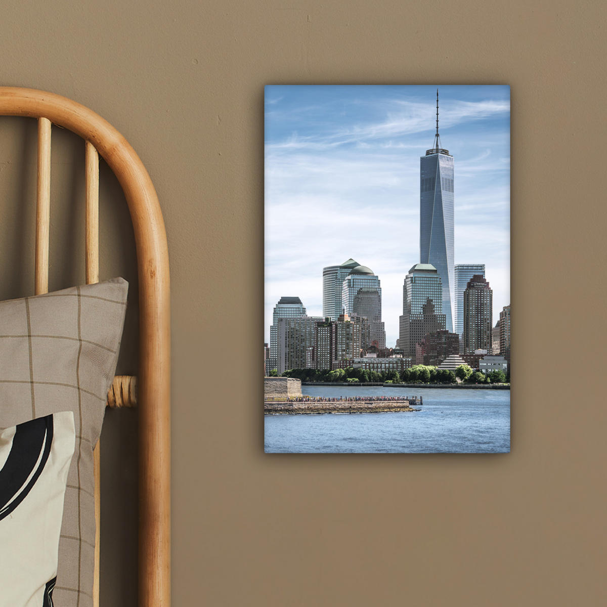 LEINWANDBILD New York - Freiheitsstatue - Wasser 20x30 cm - Hellblau, Textil (20/30cm) - MuchoWow