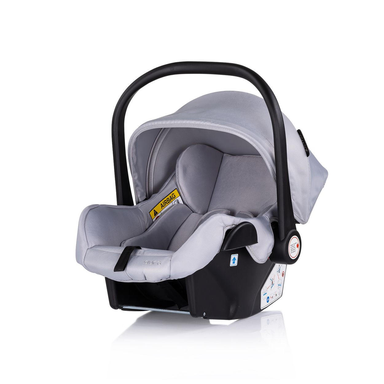 BABYSCHALE i-Size Aura grau gemustert (40-85cm) Gruppe 0+, Griff verstellbar, Gurt - Grau, Kunststoff (39/47/50cm) - Chipolino