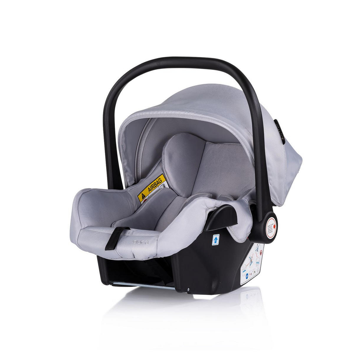 BABYSCHALE Isofix Set Aura grau gemustert i-Size (40 - 85cm) verstellbar - Grau, Kunststoff (39/47/50cm) - Chipolino