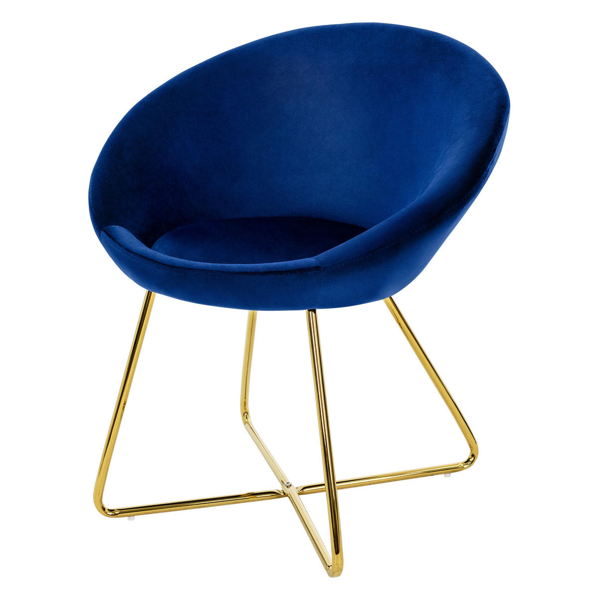 STUHL Samt blau - Blau, Metall (58/74/65cm) - ML-DESIGN