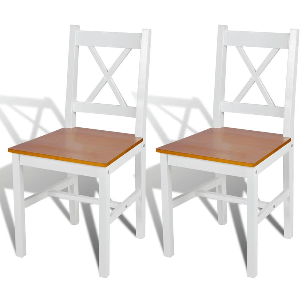 ESSZIMMERSTÜHLE 2Er Set Weiss Kiefernholz - Weiß, Holz (45.5/85.5/41.4cm) - vidaXL