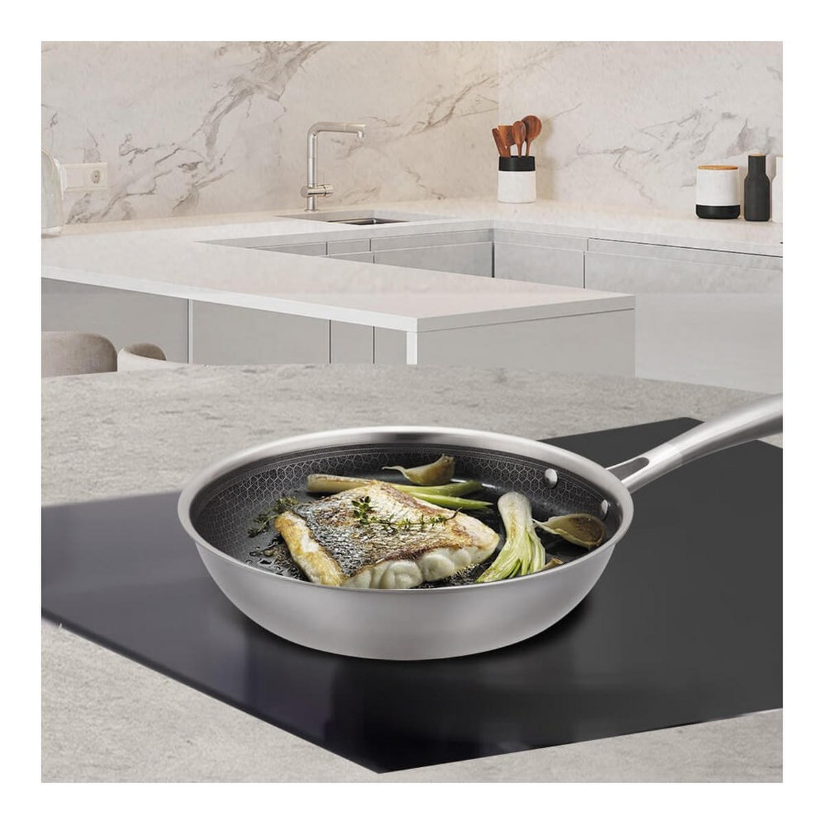 PFANNE Silber 49/26/5.5 cm MR122426 - Silberfarben, Metall (26cm) - Maestro 