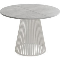 ESSTISCH Naro rund ausziehbar mit Lamellen-Metallgestell in Grau-Beige, Grauer Beton 100-180/100/76 cm - Kaschmir/Hellgrau, Holzwerkstoff/Metall (100/100/76cm) - WFL GROUP