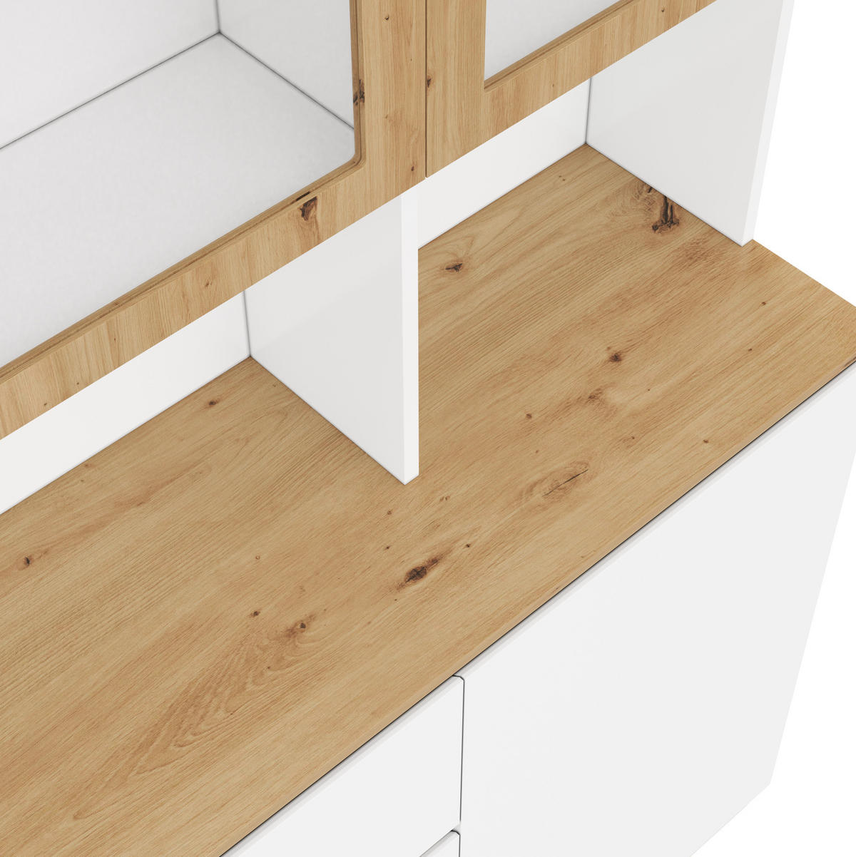 VITRINE aus MDF 120x200cm in Weiß mit LED-Beleuchtung - Weiß, Holzwerkstoff (120/200/24.5cm) - Modfu