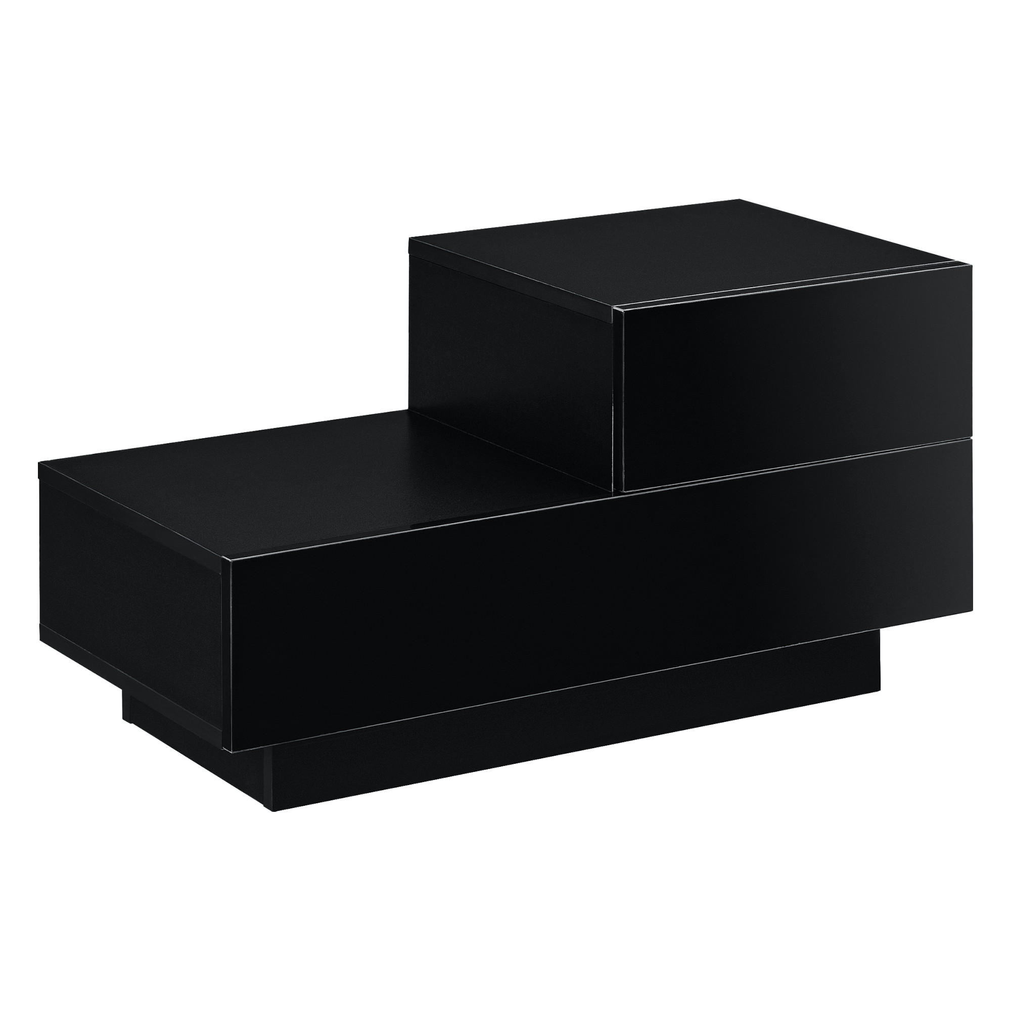 NACHTTISCH Sebokeng - Schwarz Hochglanz, Holzwerkstoff (70/38/35cm) - [en.casa]