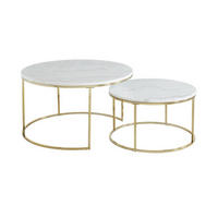 COUCHTISCH 2er-Set - Marmor & Metall - Weiß - ANGELA - Weiß, Stein (80/80/45cm) - Pascal Morabito