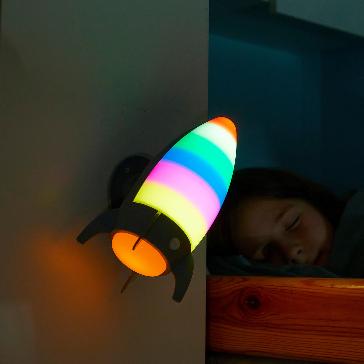LED-NACHTLICHT - batteriebetrieben mit Bewegungsmelder und Farbwechsel im Raketen Design für Kinderzimmer - Weiß, Kunststoff (9/9/21cm) - Northpoint