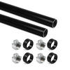 KORPUSSCHIENEN Runde, D.28mm, Länge 0,75m mit Halterungen, Aluminium und Zamak, Schwarz lackiert 2er-set - Schwarz, Metall (5.5/10/85cm) - EMUCA
