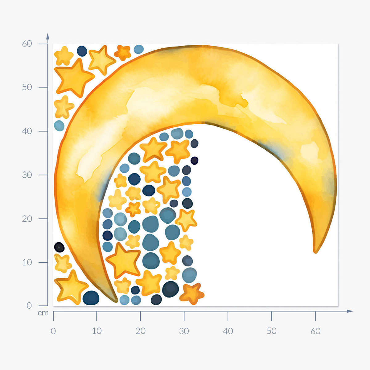 WANDAUFKLEBER 60x65cm - Nachthimmel Mond - Multicolor, Kunststoff (60/65/0.1cm) - Wallfluent