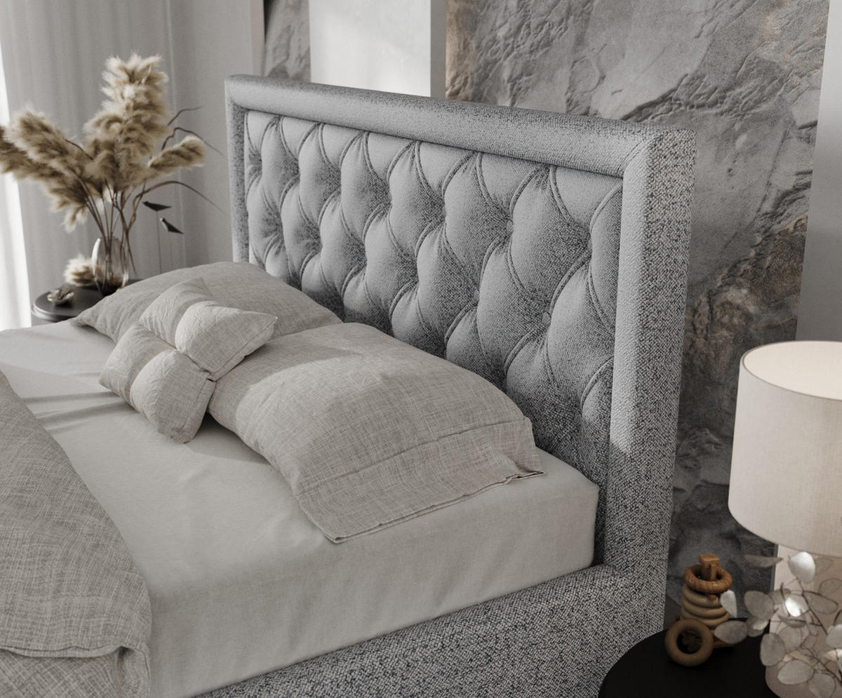 POLSTERBETT Lido 160/200 cm Grau im Riva Stoff - Naturfarben/Grau, Holz/Holzwerkstoff (160/200cm) - AltaBeds