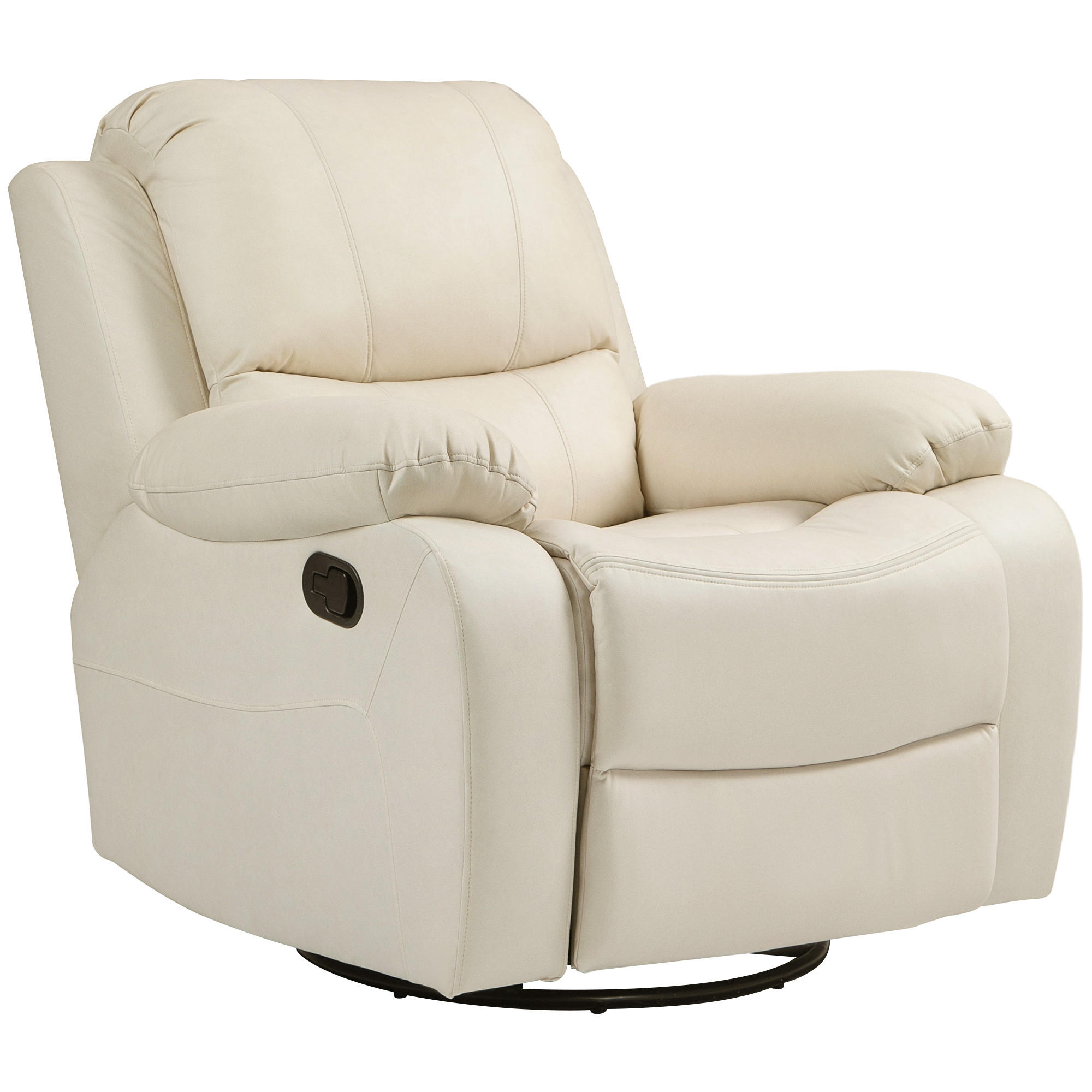 RELAXSESSEL DE-06296 verstellbare Lehne & Fußstütze, drehbar, Schaukelfunktion Cremeweiß - Creme, Textil/Metall (100/98/93cm) - ComfortXL