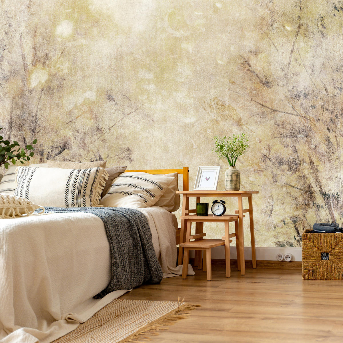 FOTOTAPETE Beton Abstraktion Retro Stil 200x140 - Beige/Braun, Papier (200/140cm) - Muralo