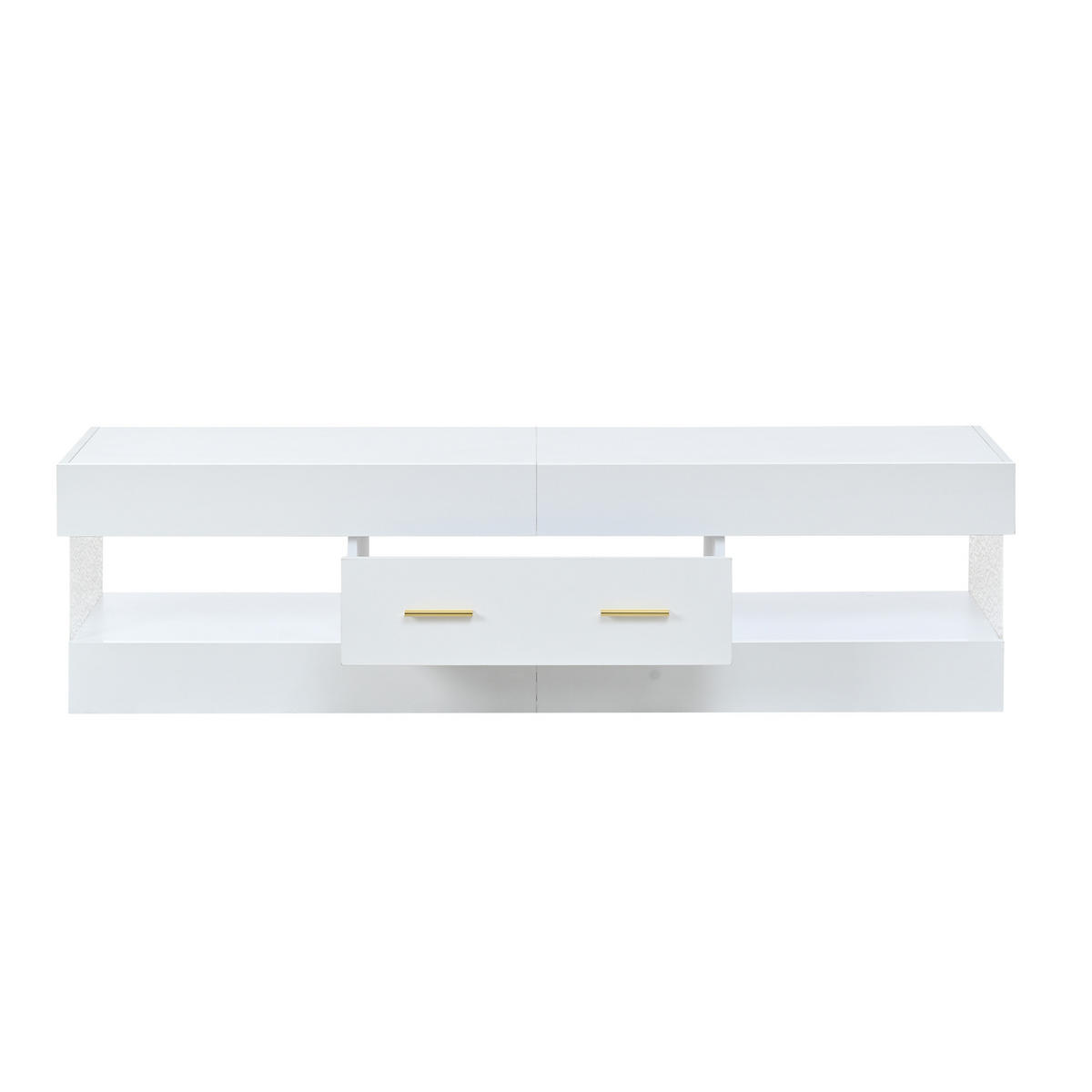 TV-ELEMENT 152/35/40 cm Weiß mit LED-Beleuchtung, Schubladen und Acrylglasplatte - Weiß, Holzwerkstoff (35/40/152cm) - Korfee