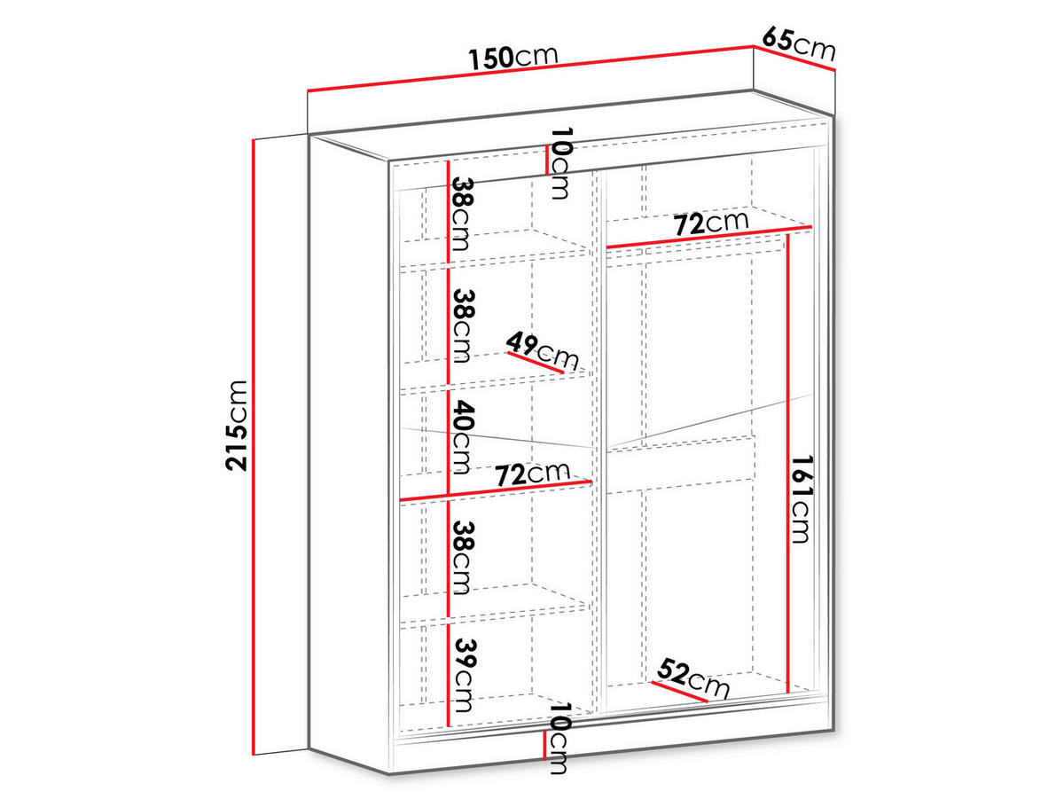 SCHIEBETÜRENSCHRANK Aston 02 - Eichefarben/Schwarz, Holzwerkstoff (150/215/65cm) - MIRJAN24