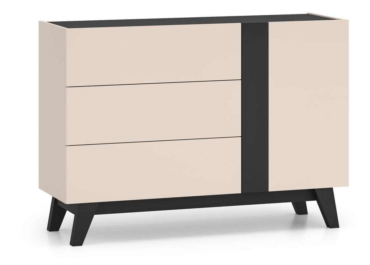 KOMMODE Freshion Kaschmir / Schwarz 120 / 40 / 85cm - Kaschmir/Creme, Holz/Holzwerkstoff (120/85/40cm) - Feldmann-Wohnen