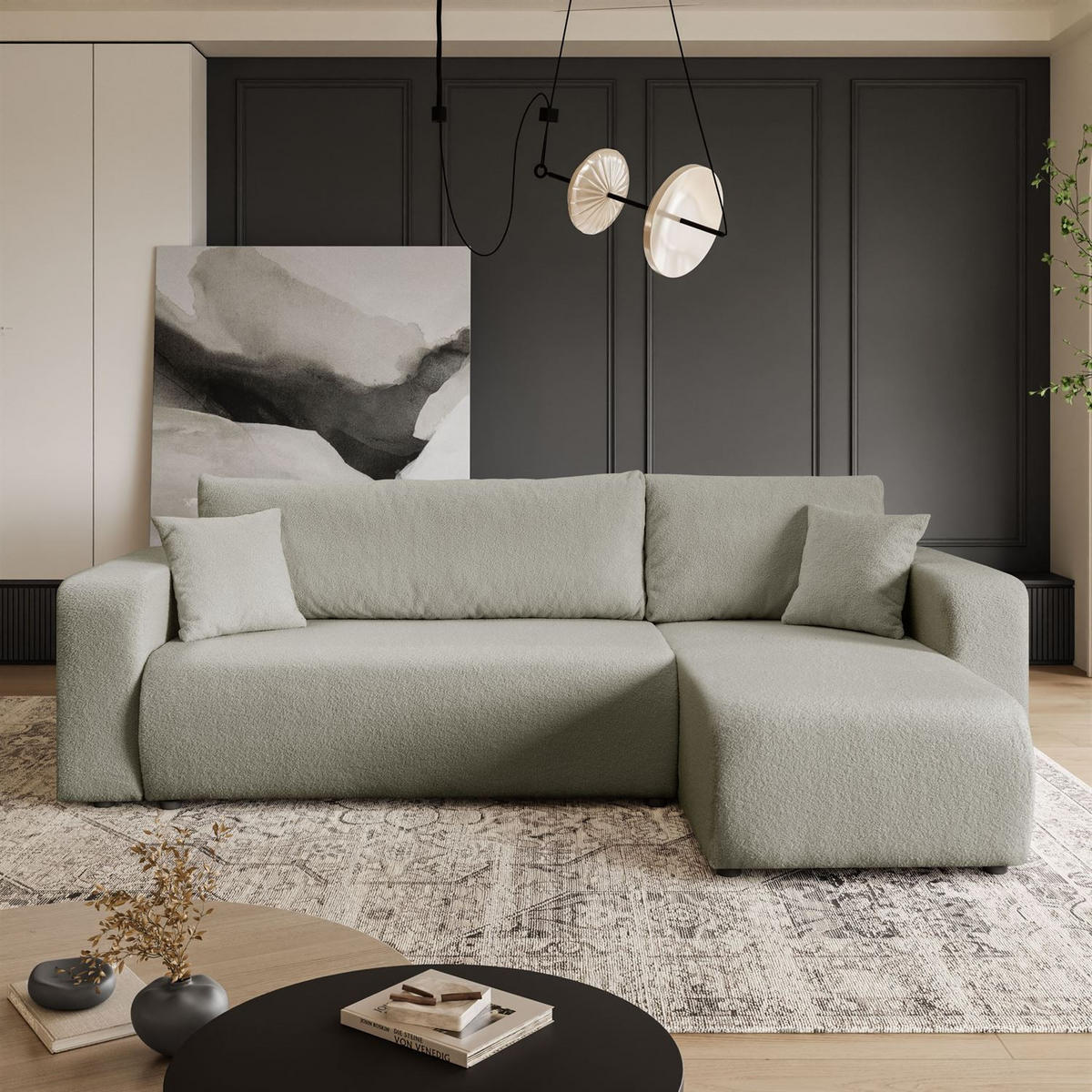 ECKSOFA VESPO L mit Schlaffunktion und Bettkasten - Beige, Textil (247/143cm) - Lookway
