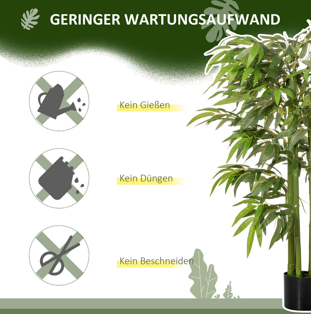 KUNSTPFLANZEN Bambusbaum 17/17/140 cm grün aus Kunststoff mit Topf - Grün, Kunststoff (140cm) - OKWISH