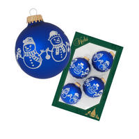 CHRISTBAUMKUGELN Lustige Schneemänner Blau 7cm (Glas / 4 Stk.) - Blau, Glas (6/7/6cm) - Krebs Glas Lauscha